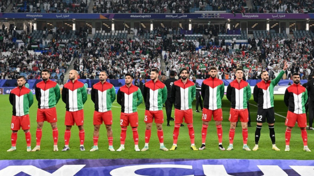 L'équipe de football de la Palestine lors de la Coupe d'Asie de l'AFC Qatar 2023, le 18 janvier 2024.