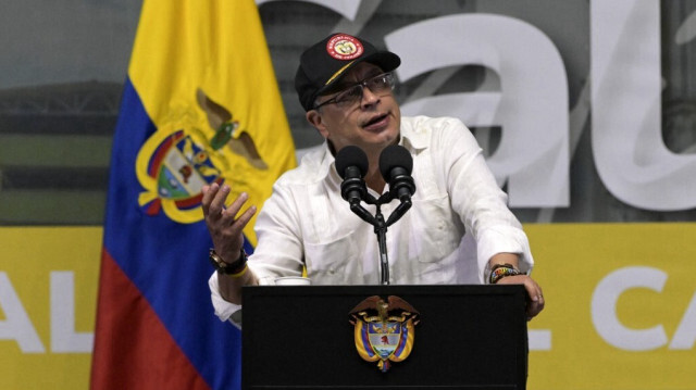 Le président colombien Gustavo Petro s'exprime lors d'une assemblée populaire à Cali, en Colombie, le 10 mai 2024.