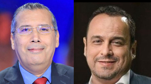 De gauche à droite, Borhen Bssais et Mourad Zeghidi, tous deux journalistes tunisiens, arrêtés récemment par le gouvernement.