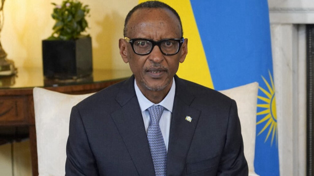 Le président du Rwanda, Paul Kagame, dans le centre de Londres, le 9 avril 2024.