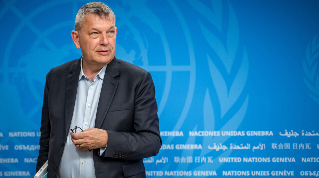 Le commissaire général de l'UNRWA, Philippe Lazzarini, après une conférence de presse sur la situation à Gaza dans les bureaux des Nations Unies à Genève, le 30 avril 2024.