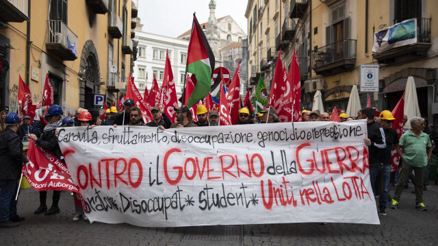 إيطاليا.. هتافات مؤيدة لفلسطين خلال مسيرات يوم العمال