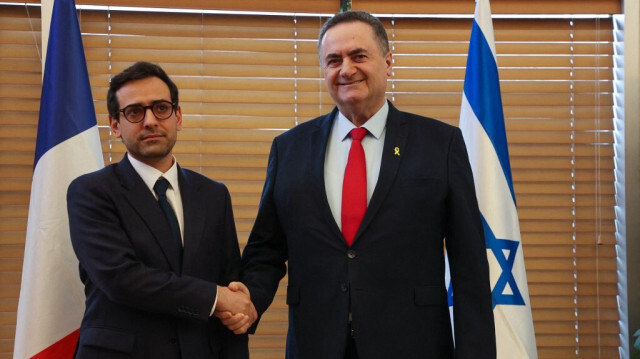 Le ministre français des Affaires étrangères Stéphane Sejourne et son homologue israélien Israël Katz à Jérusalem, le 5 février 2024.