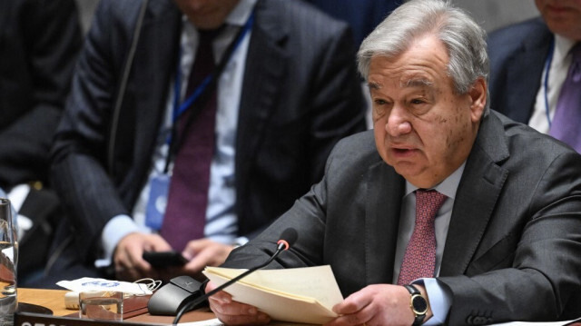Le secrétaire général de l'ONU, Antonio Guterres, s'exprime lors d'une réunion du Conseil de sécurité de l'ONU sur la situation au Moyen-Orient, y compris la question palestinienne, au siège de l'ONU à New York, le 18 avril 2024.