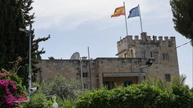 Le bâtiment du consulat d'Espagne dans le quartier de Sheikh Jarrah à Jérusalem-Est annexée par Israël.
