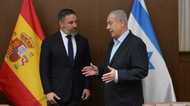 Le leader de l'extrême droite espagnole, Santiago Abascal et le Premier ministre israélien, Benyamin Netanyahu.