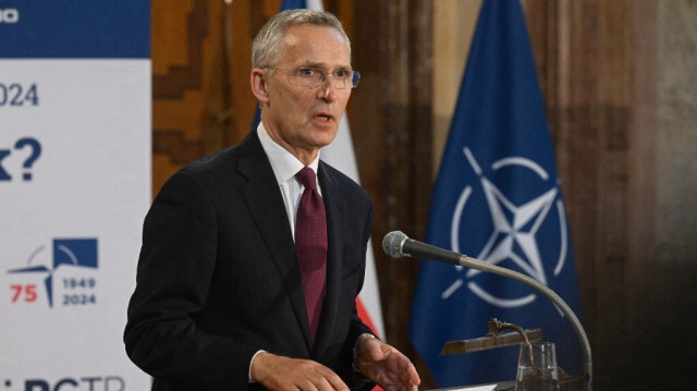 Le secrétaire général de l'OTAN, Jens Stoltenberg lors d'une réunion informelle des ministres des Affaires étrangères de l'OTAN à Prague, en République tchèque, le 30 mai 2024.