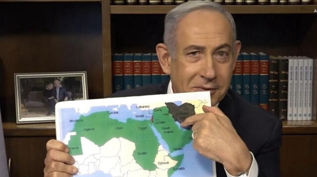 Netanyahu'nun röportajda kullandığı haritada Fas'ın toprakları ile Batı Sahra bölgesinin ayrı tutulması dikkat çekti.