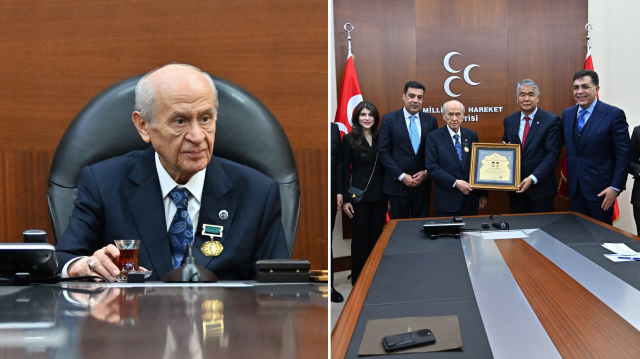 MHP Genel Başkanı Bahçeli'ye Ahmed Cevad Onur Madalyası verildi.