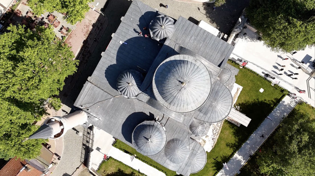 Vue aérienne de la mosquée de la Chora, aussi appelée église Saint-Sauveur-in-Chora, à Istanbul, le 6 mai 2024.