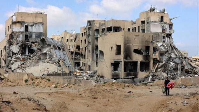 Des bâtiments détruits lors d'une attaque israélienne dans la Bande de Gaza.