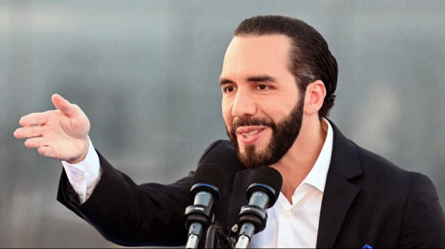 Le président du Salvador, Nayib Bukele, s'exprime lors de l'inauguration du siège de Google à San Salvador, le 15 avril 2024.