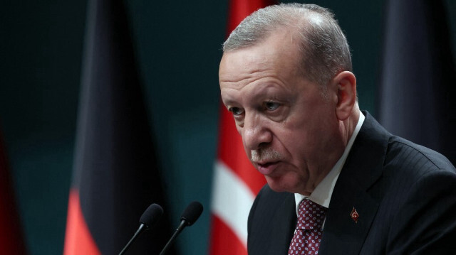 Le président turc Recep Tayyip Erdogan s'exprime lors d'une conférence de presse avec le président allemand après leur rencontre au complexe présidentiel d'Ankara, le 24 avril 2024.