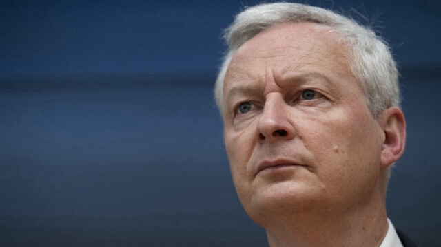 Le ministre français des finances Bruno Le-Maire participe à un point de presse au siège du FMI pendant les réunions de printemps du FMI et de la Banque mondiale à Washington, DC, 17 avril 2024. 