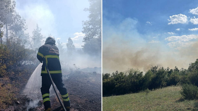Yangın,  4 hektarlık alanda etkili oluyor. 