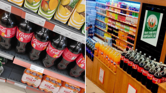 Tarım Kredi Kooperatif Marketlerde İsrail malı Coca-Cola'nın satılması tepki çekti.
