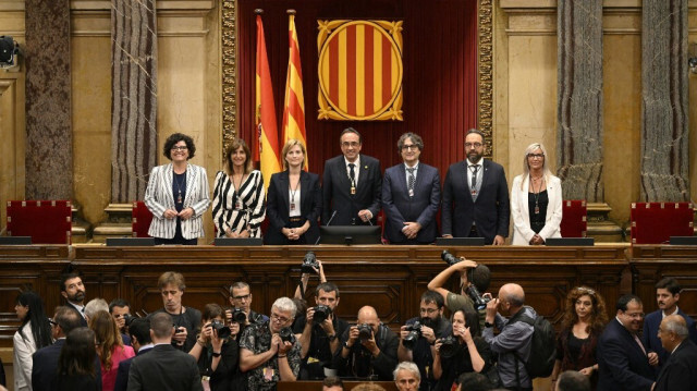 Le nouveau président du Parlement catalan, Josep Rull, du parti séparatiste Junts per Catalunya (Ensemble pour la Catalogne), au palais de la généralité de Catalogne, en Espagne, le 10 juin 2024.