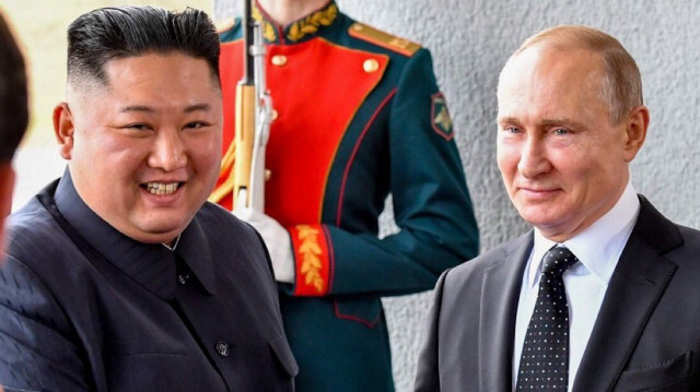 Le Chef d'Etat de la Corée du Nord Kim Jong-Un et son homologue russe Vladimir Poutine.