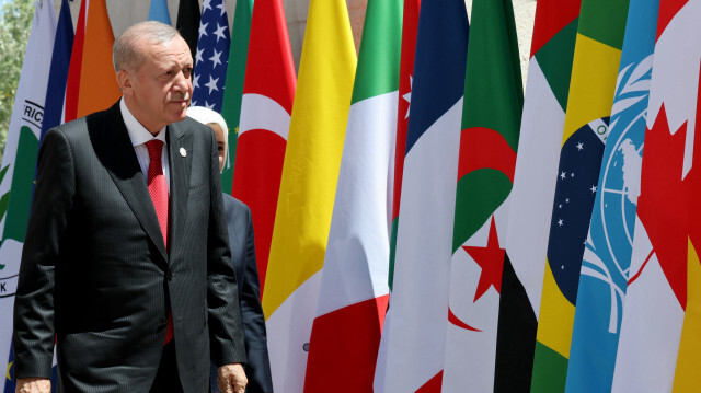 Le président turc Recep Tayyip Erdogan arrive au 50e sommet du G7 à Borgo Egnazia, en Italie, le 14 juin 2024. 