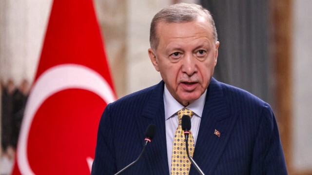 Le président turc Recep Tayyip Erdogan s'exprime lors d'une déclaration commune aux médias à Bagdad le 22 avril 2024.