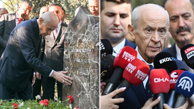 MHP Genel Başkanı Devlet Bahçeli, Alparslan Türkeş'in Beştepe'deki anıt mezarına ziyareti sonrası açıklamalarda bulundu.