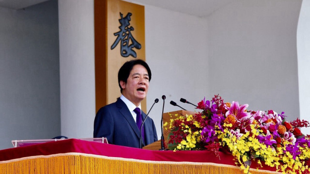 Le président taïwanais Lai Ching-te s'adresse à l'Académie militaire de la République de Chine (ROC) lors de la cérémonie du 100e anniversaire de l'académie à Kaohsiung, le 16 juin 2024.