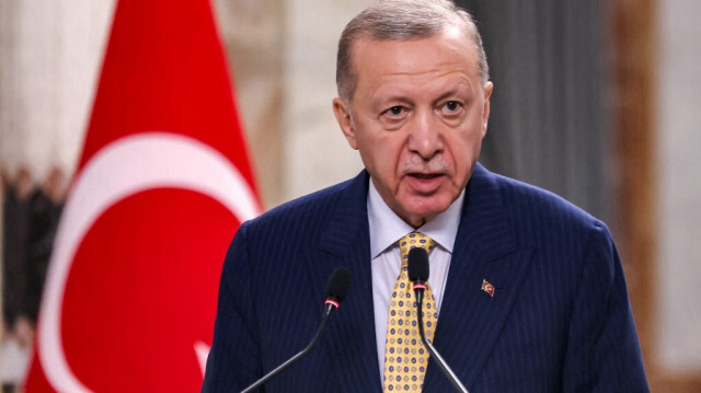 Le président turc Recep Tayyip Erdogan s'exprime lors d'une déclaration commune aux médias à Bagdad le 22 avril 2024.