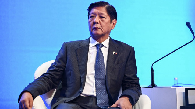 Le président philippin Ferdinand Marcos Jr. sur scène lors du 21e sommet du Shangri-La Dialogue à Singapour, le 31 mai 2024.