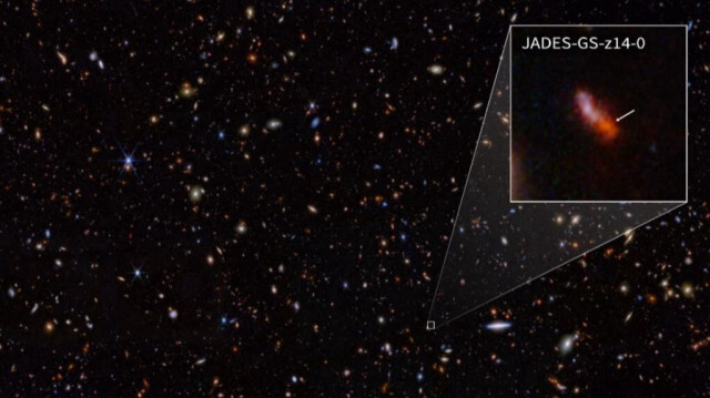 Image infrarouge prise par le télescope spatial James Webb de la NASA avec pour le programme Advanced Deep Extragalactic Survey (JADES), le 30 mai 2024.