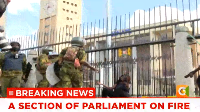 La prise d'assaut du Parlement à Nairobi a causé la mort de dix manifestants, tués par la police kényane, le 25 juin 2024.