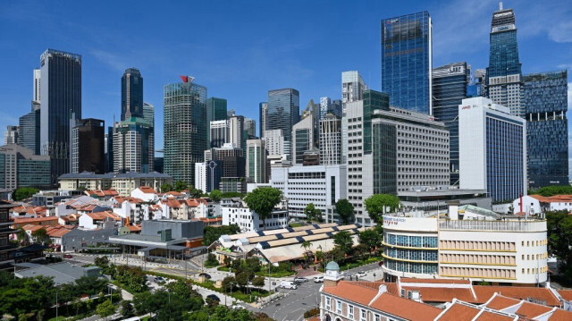 Vue générale du quartier central des affaires à Singapour, le 29 avril 2024.