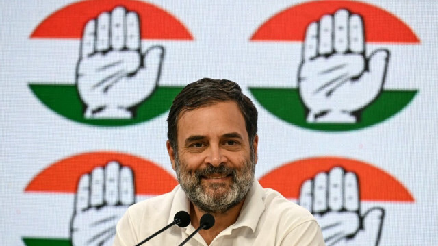 Le chef du parti indien du Congrès, Rahul Gandhi, lors d'une conférence de presse au siège du parti à New Delhi, le 20 juin 2024.