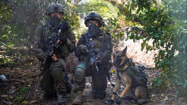 L'armée d'occupation avec leur chien lors d'une opération militaire dans la bande de Gaza.
