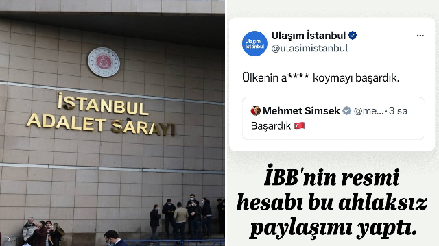 İBB'ye ait Ulaşım İstanbul hesabından yapılan ahlaksız paylaşım.