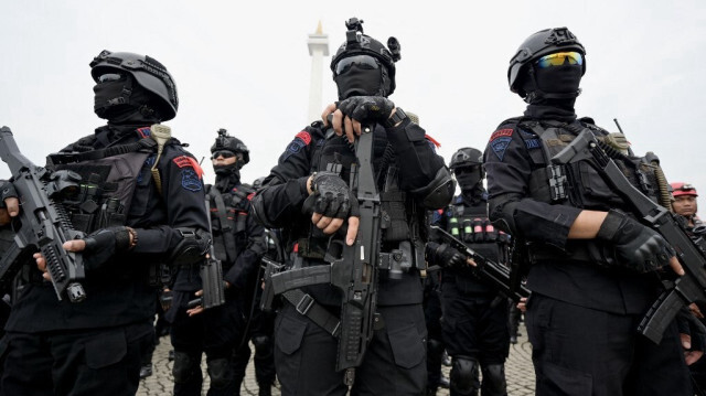 Des membres des forces spéciales de la police indonésienne à Jakarta, le 3 avril 2024.