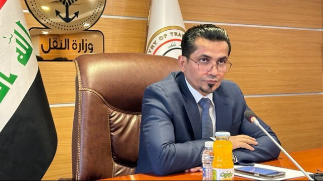 Le ministre irakien des Transports, Rezzak Muheybes es-Sadavi, a fait des déclarations concernant le projet de "Route de développement" à Bagdad en Irak, le 3 juin 2024.