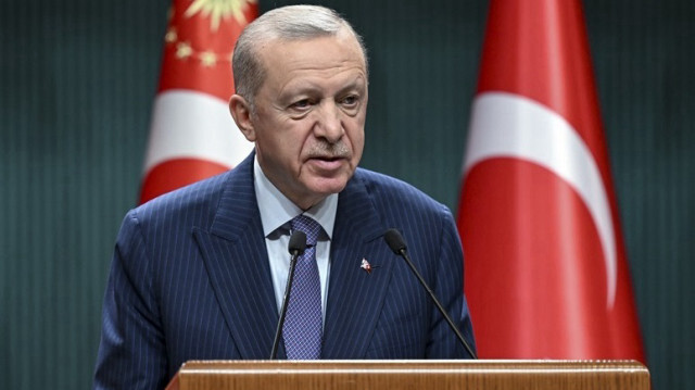 Le Président turc, Recep Tayyip Erdogan lors d'une conférence de presse à la suite d'une réunion du cabinet à Ankara, Turkiye, le 04 juin 2024.