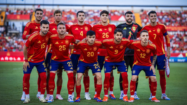 L'équipe nationale d'Espagne lors d'un match amical de préparation de l'Euro 2024 face à l'Andorre.