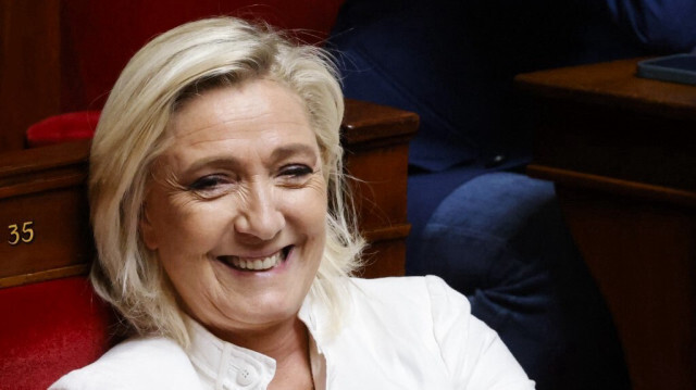 La Cheffe de file du Rassemblement National, Marine Le Pen.