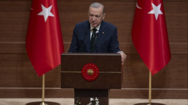 Le Président turc, Recep Tayyip Erdogan lors de la 8e cérémonie de remise des prix des médias anatoliens au complexe présidentiel d'Ankara, en Turkiye, le 05 juin 2024.