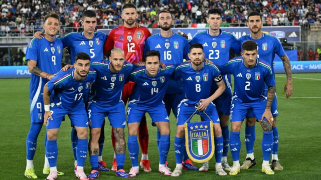 L'équipe nationale d'Italie de football, lors de son match de préparation face à la Türkiye, à Bologne, le 4 juin 2024.