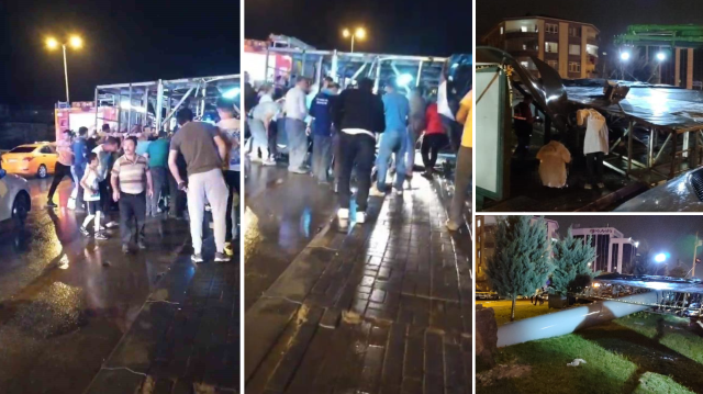 Ankara'da fırtına sonucu devrilen tabelanın altında kalan bir vatandaş hayatını kaybetti.