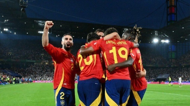 Les joueurs espagnols ont éliminé la Géorgie lors du huitième de finale de l'Euro 2024 entre, à Cologne, le 30 juin 2024. 
