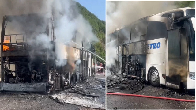 İstanbul-İnebolu seferini yapan özel bir otobüs firmasına ait otobüste yangın çıktı