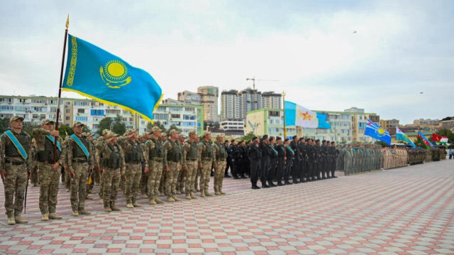 Cérémonie de l'exercice militaire conjoint Birleştik-2024 au Kazakhstan.