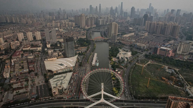 Une vue générale de la ligne d'horizon de la ville de Tianjin en Chine.