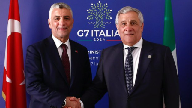 Le ministre turc du commerce, Ömer Bolat et le ministre des Affaires étrangères de la République italienne, Antonio Tajani.
