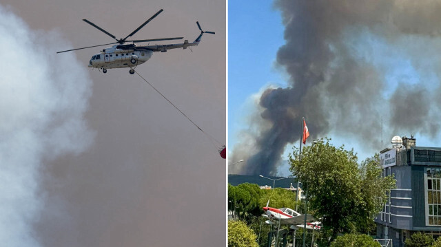 İzmir Gaziemir'de ormanlık alanda çıkan yangına müdahale ediliyor