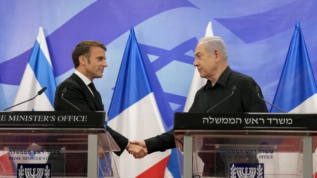 Le président de la République française, Emmanuel Macron et le Premier ministre israélien, Benyamin Netanyahu.