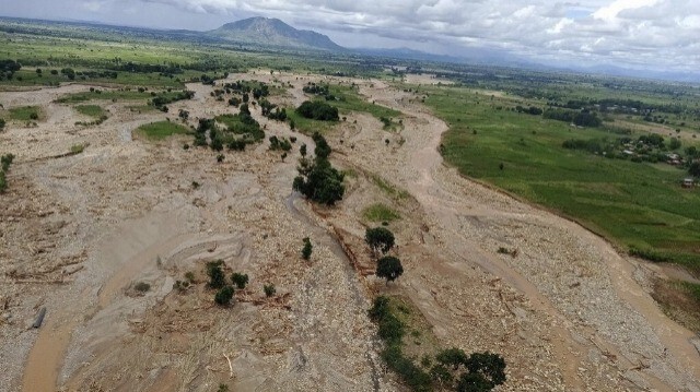Glissements de terrain provoqués par le cyclone Freddy dans le district de Mulanje, au Malawi, le 18 mars 2023, à la frontière est du pays avec le Mozambique.